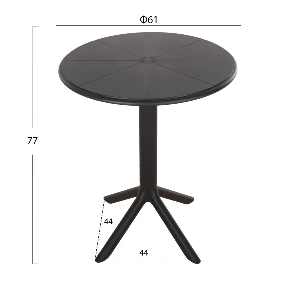 Τραπέζι στρογγυλό "TERRIN" από PP σε χρώμα μαύρο Φ60x75