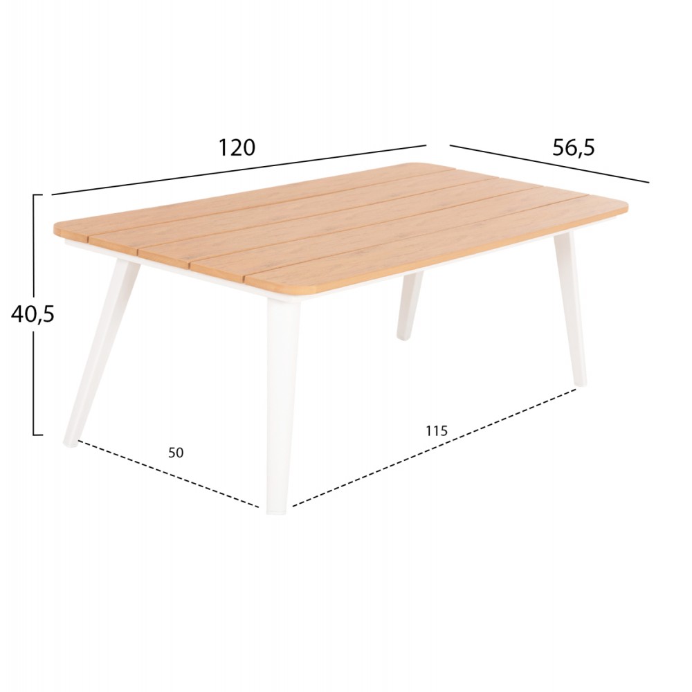 Σαλόνι γωνία ''MAERLY'' από αλουμίνιο/ύφασμα σε χρώμα λευκό/ανθρακί 258x196x83