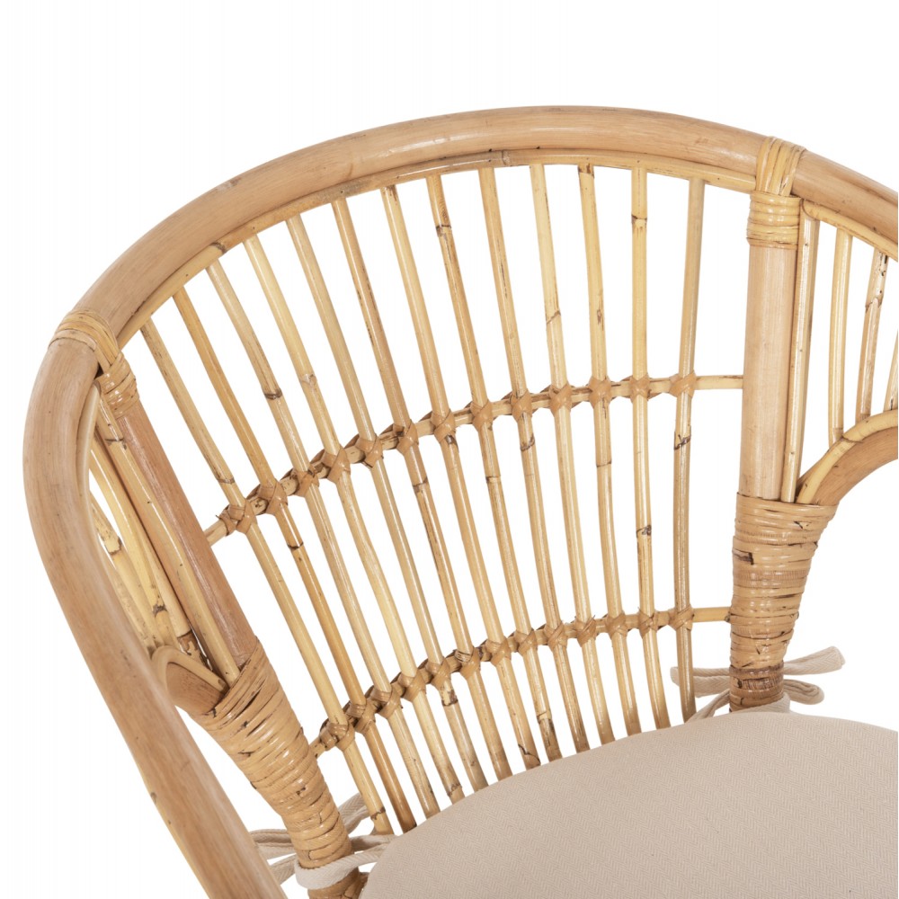 Πολυθρόνα ''DAMPAR'' από rattan σε χρώμα φυσικό 59x61x80