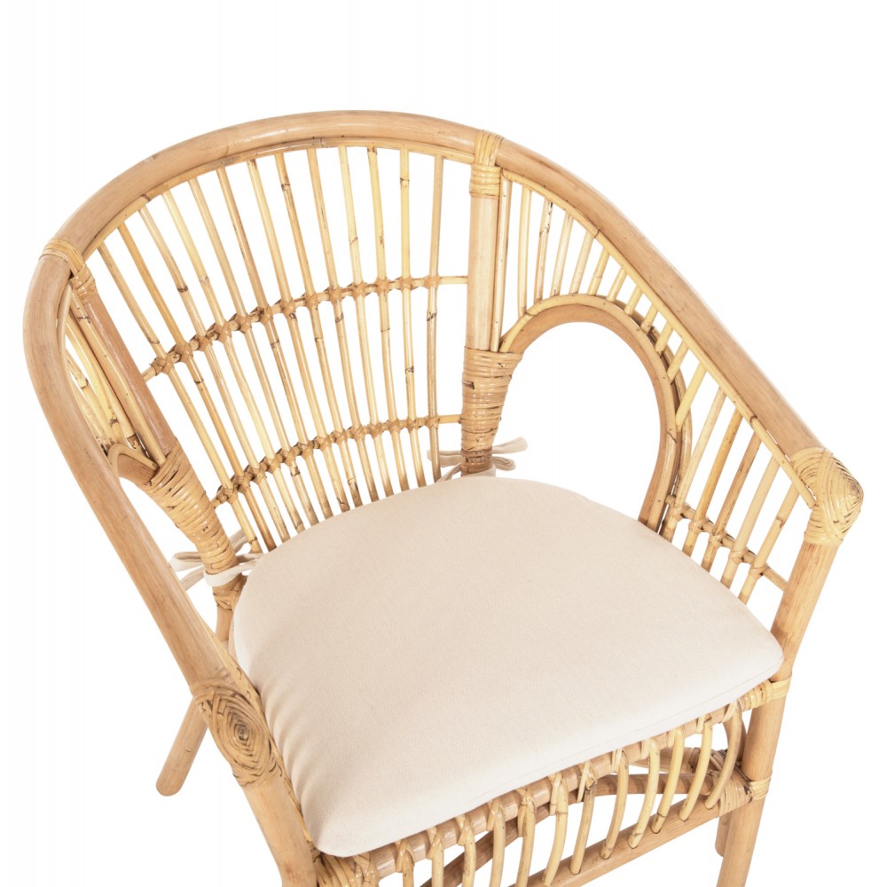 Πολυθρόνα ''DAMPAR'' από rattan σε χρώμα φυσικό 59x61x80