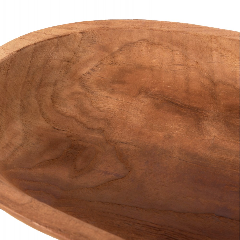 Διακοσμητικό επιτραπέζιο μπολ από ξύλο σε χρώμα φυσικό 55x30x7