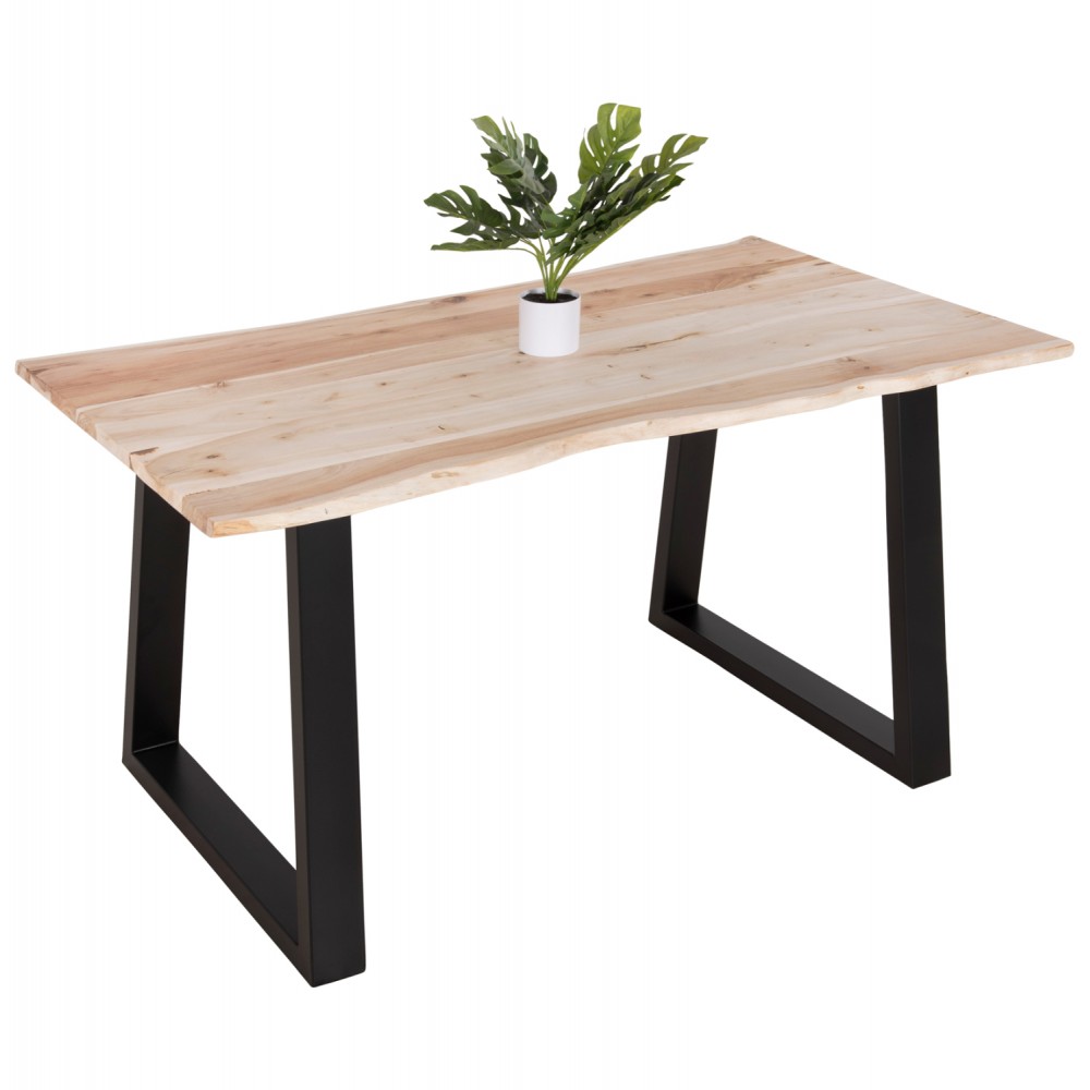 Τραπέζι τραπεζαρίας ''MONTANA SLIM'' από ξύλο/μέταλλο σε χρώμα ανοιχτό φυσικό/μαύρο 140x80x77