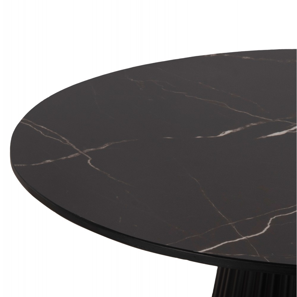 Τραπέζια σαλονιού 2τμχ ''DIEN'' από μέταλλο/κεραμικό σε χρώμα μαύρο Φ56 & Φ43