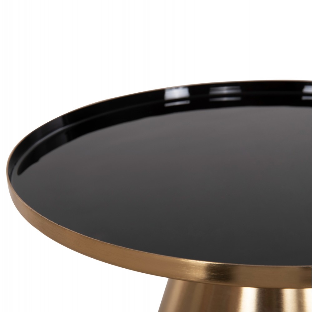 Τραπέζια σαλονιού 2τμχ ''LORME'' από μέταλλο σε χρυσό/μαύρο Φ50&Φ40