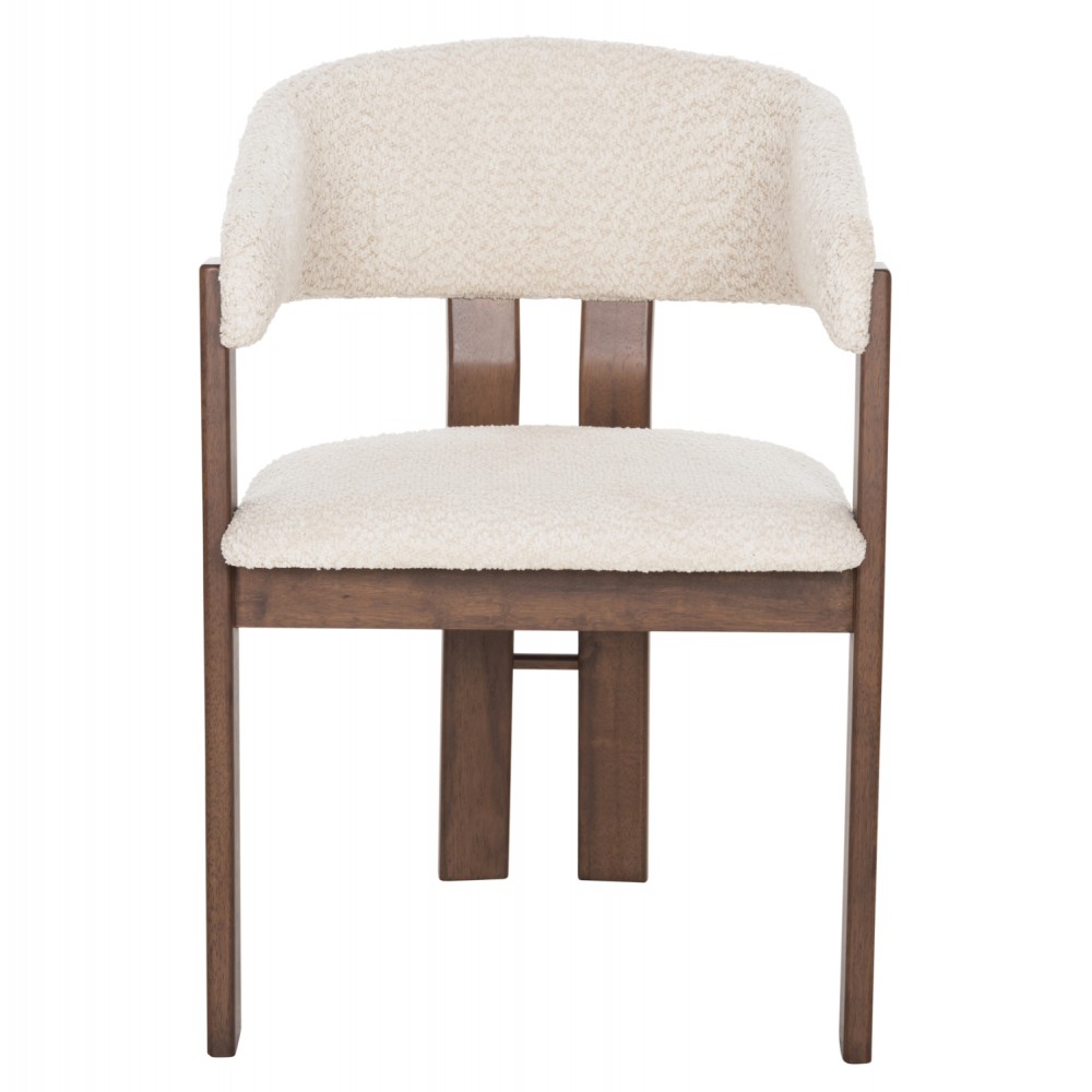 Πολυθρόνα ''ZARRA'' από ξύλο rubberwood/ύφασμα μπουκλέ σε χρώμα καρυδί/εκρού 55.5x59x81.5