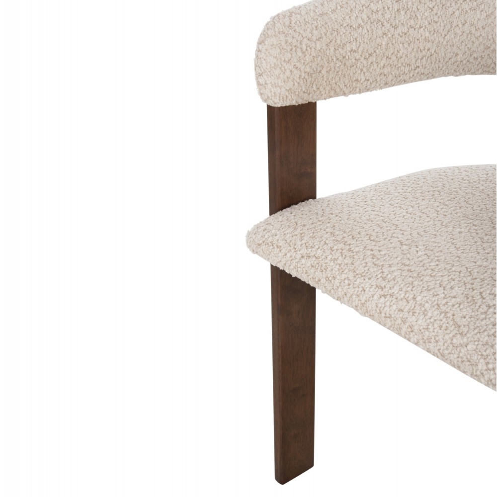 Πολυθρόνα ''ZARRA'' από ξύλο rubberwood/ύφασμα μπουκλέ σε χρώμα καρυδί/εκρού 55.5x59x81.5