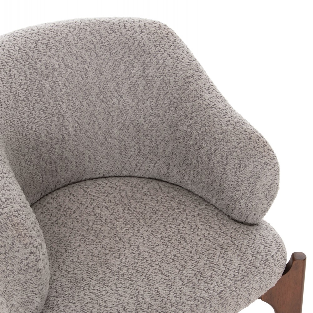 Πολυθρόνα ''ABAI'' από ξύλο rubberwood/ύφασμα μπουκλέ σε χρώμα καρυδί/ανοιχτό γκρι 65x63x79