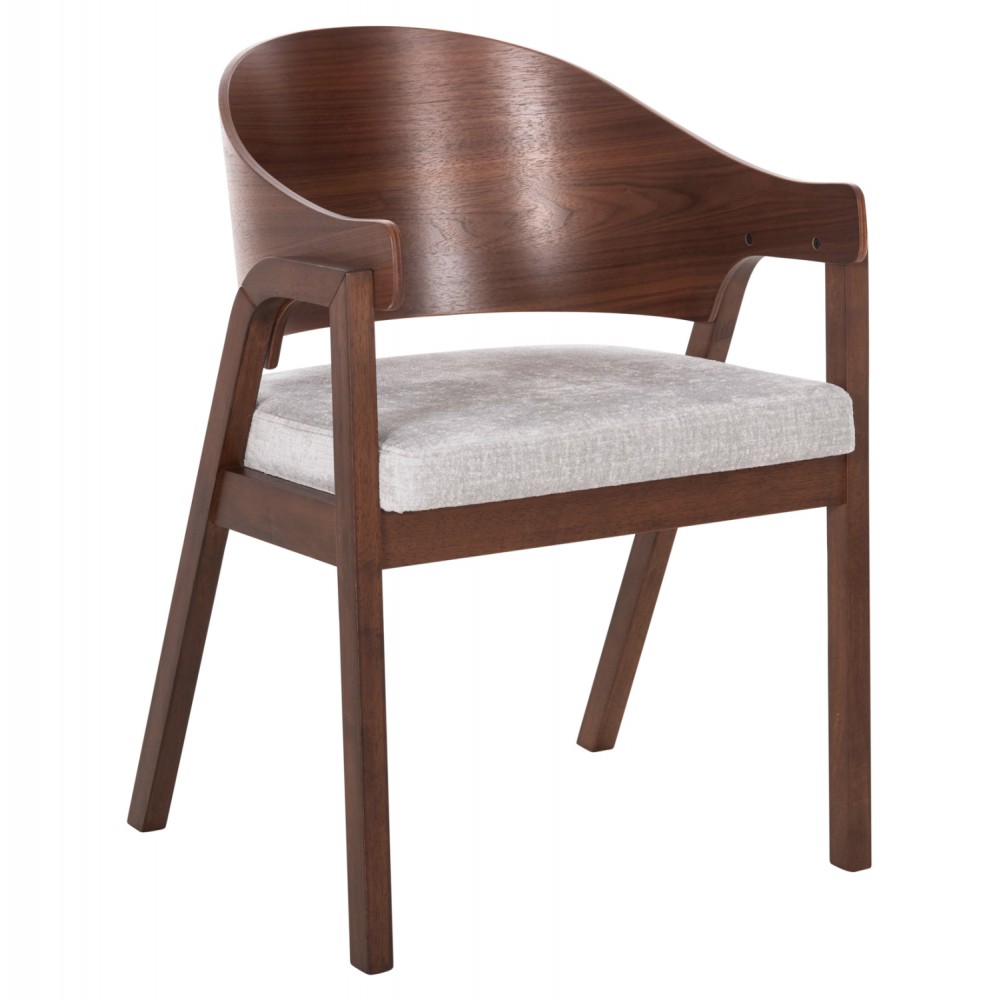 Πολυθρόνα ''NERO'' από ξύλο rubberwood/ύφασμα σε χρώμα καρυδί/γκρι 56x56x78