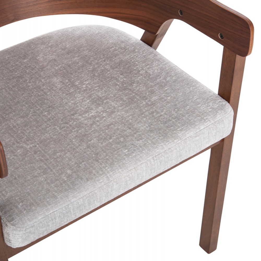 Πολυθρόνα ''NERO'' από ξύλο rubberwood/ύφασμα σε χρώμα καρυδί/γκρι 56x56x78