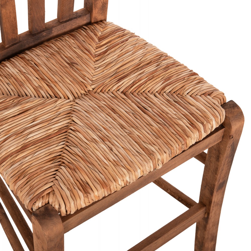 Καρέκλα καφενείου ''MONTE'' από ξύλο/ψάθα seagrass σε χρώμα καρυδί/φυσικό 43x41x87