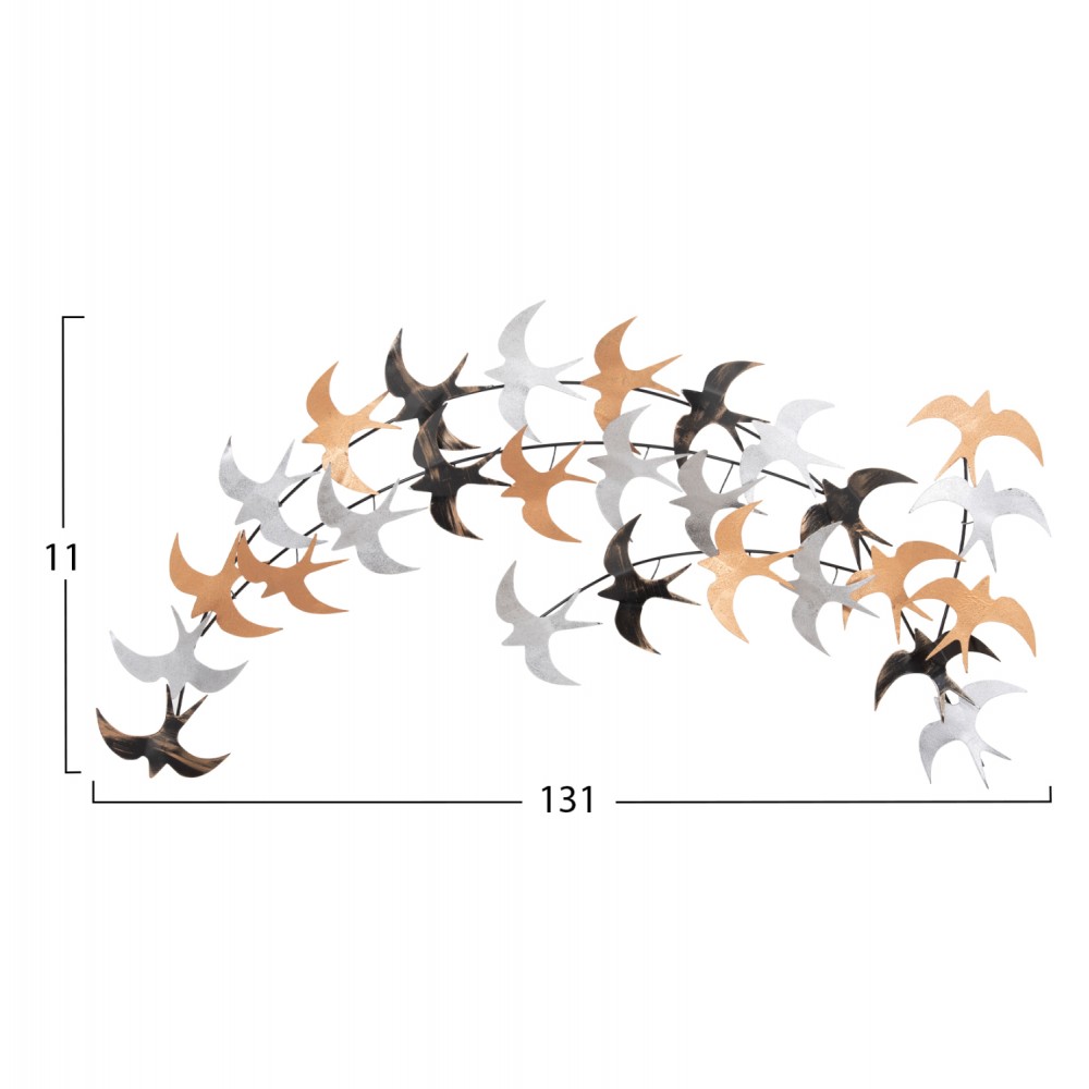 Διακοσμητικό τοίχου πουλιά από μέταλλο πολύχρωμο 131x11x70