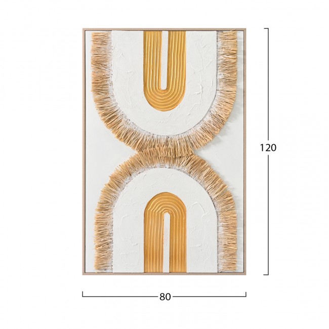Πίνακας σε καμβά 3D με κορνίζα χειροποίητος σε χρώμα μπεζ/λευκό 80x3.5x120