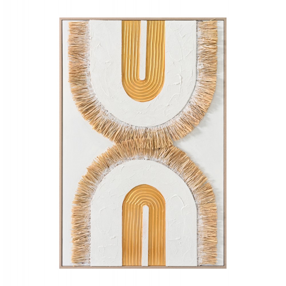 Πίνακας σε καμβά 3D με κορνίζα χειροποίητος σε χρώμα μπεζ/λευκό 80x3.5x120