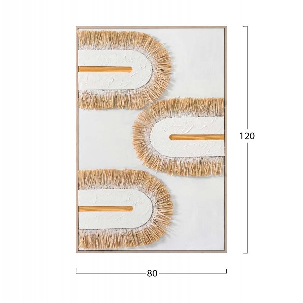 Πίνακας σε καμβά 3D με κορνίζα χειροποίητος σε μπεζ/λευκό 80x3.5x120
