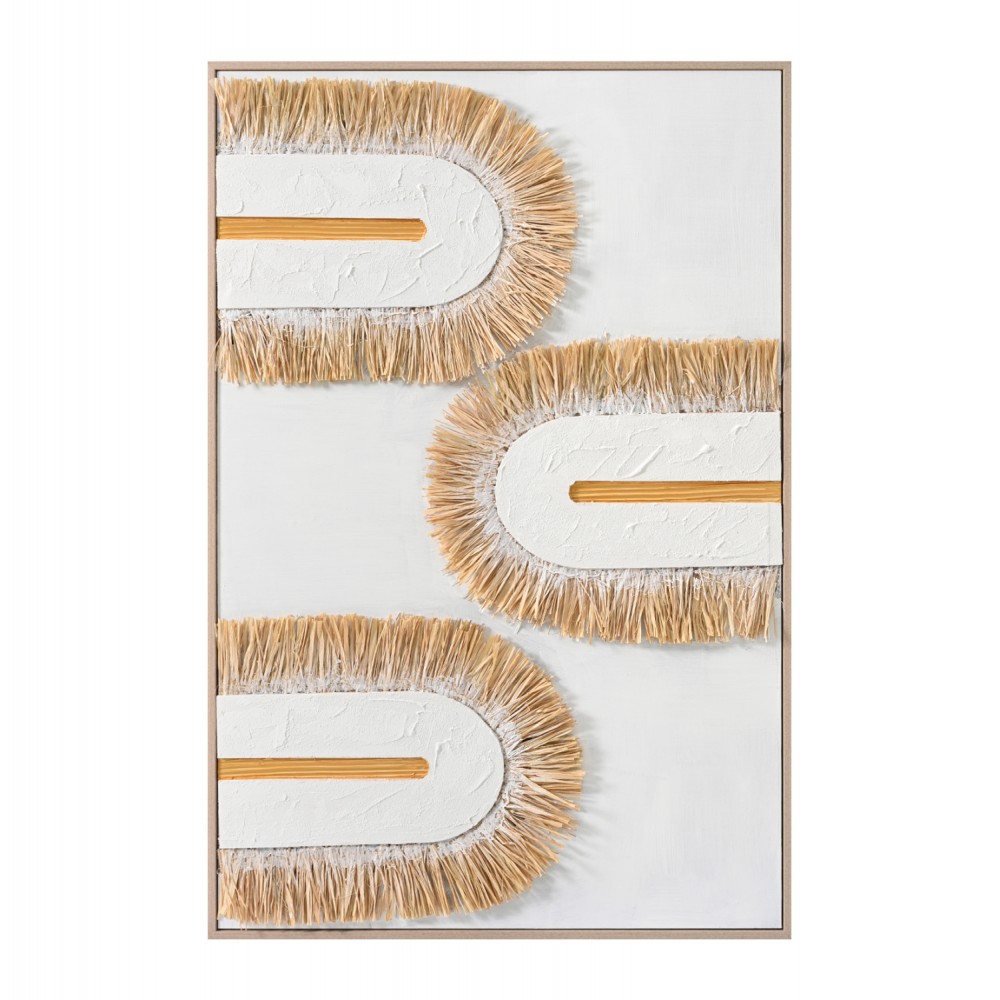 Πίνακας σε καμβά 3D με κορνίζα χειροποίητος σε μπεζ/λευκό 80x3.5x120