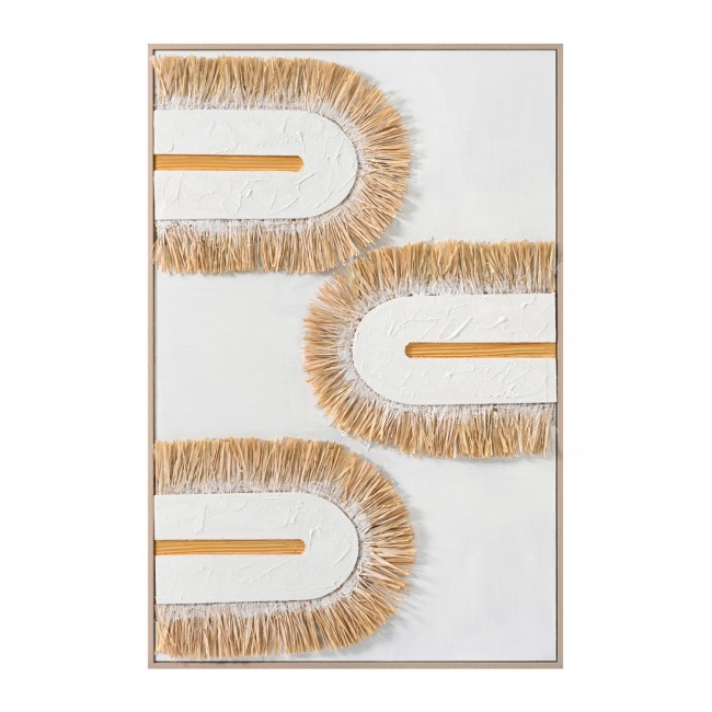 Πίνακας σε καμβά 3D με κορνίζα χειροποίητος σε μπεζ/λευκό 80x3.5x120