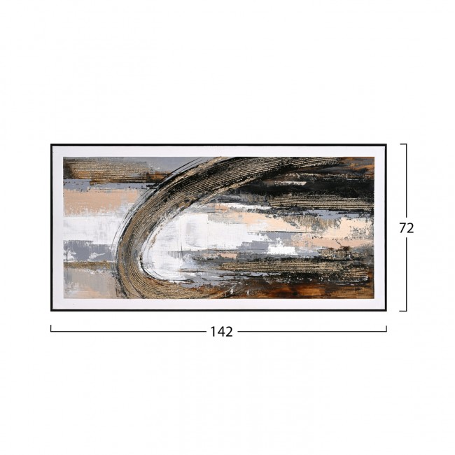 Πίνακας τοίχου αφηρημένο σχέδιο σε καμβά με κορνίζα σε χρώμα μαύρο 72x4.5x142