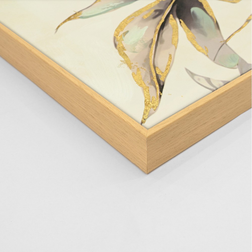 Πίνακας τοίχου τροπικά φύλλα σε καμβά με κορνίζα σε χρώμα μπεζ 102x4.5x72