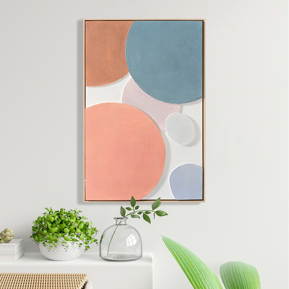 Πίνακας τοίχου 3D χειροποίητα σχέδια με κορνίζα σε χρώμα μπεζ 60x4.5Χ90