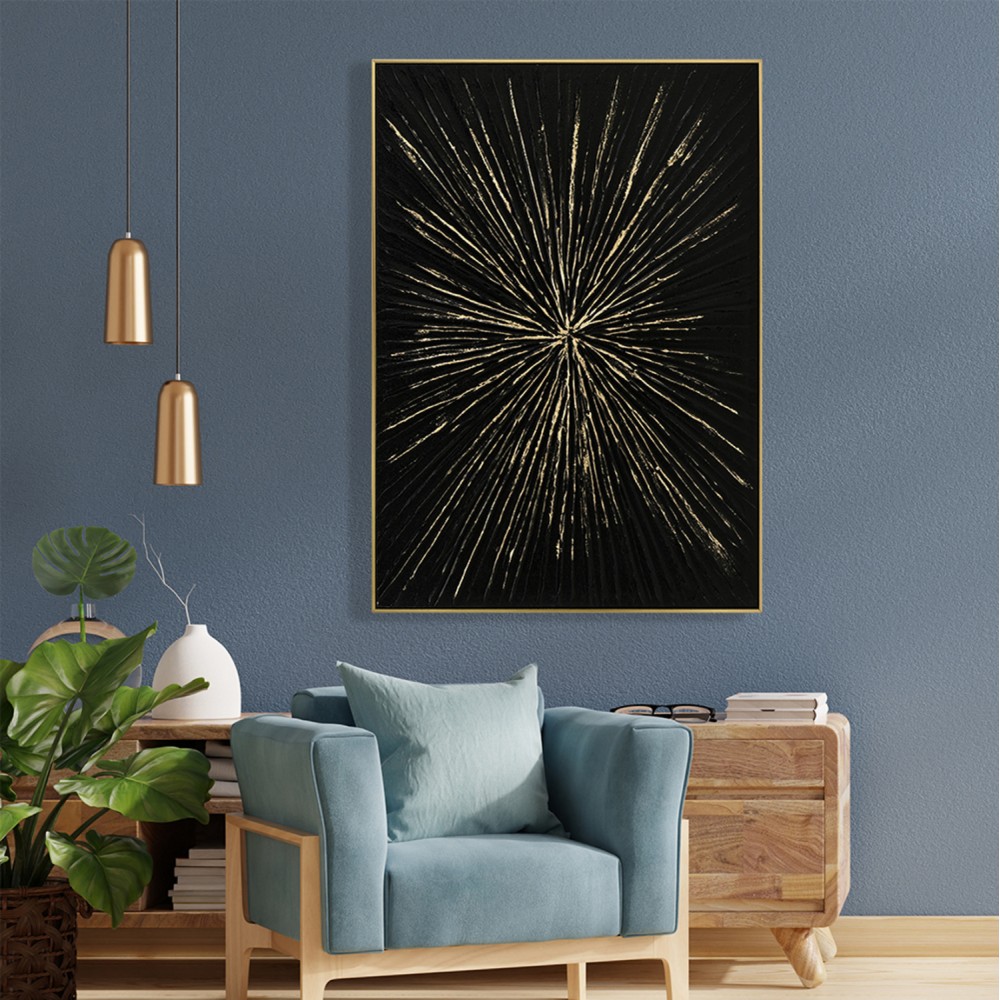 Πίνακας τοίχου σε καμβά χειροποίητος με κορνίζα σε χρώμα μαύρο/μπεζ 72x4.5x102