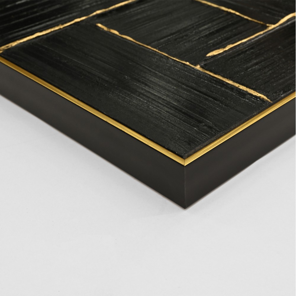 Πίνακας τοίχου χειροποίητος σε καμβά με κορνίζα σε χρώμα μαύρο/μπεζ 62x4.5x82