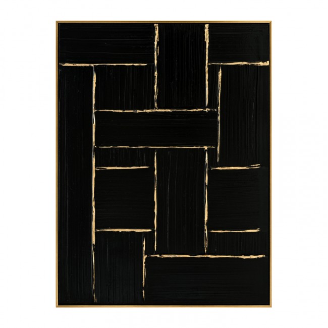 Πίνακας τοίχου χειροποίητος σε καμβά με κορνίζα σε χρώμα μαύρο/μπεζ 62x4.5x82