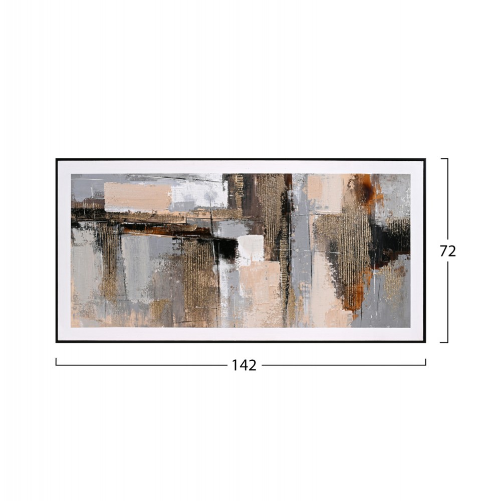 Πίνακας τοίχου αφηρημένα χρώματα σε καμβά με κορνίζα σε χρώμα μαύρο 142x4.5x72