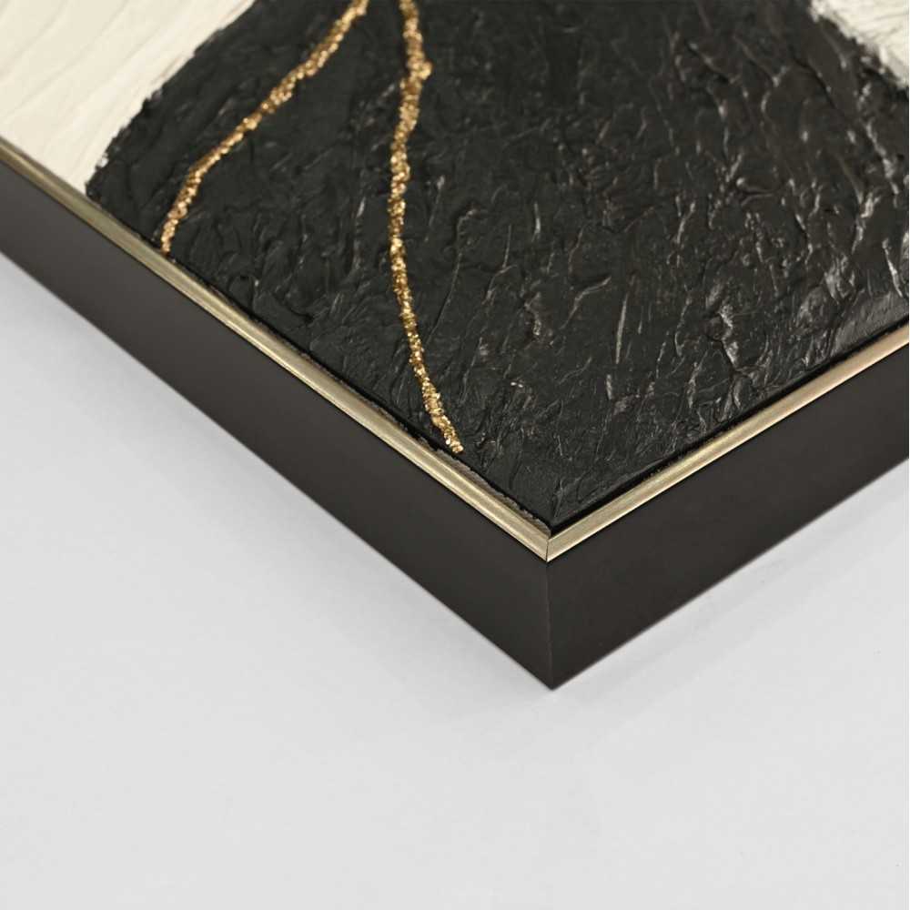 Πίνακας τοίχου χειροποίητος αφηρημένα χρώματα σε καμβά με κορνίζα σε χρώμα μπεζ 152x4.5x52