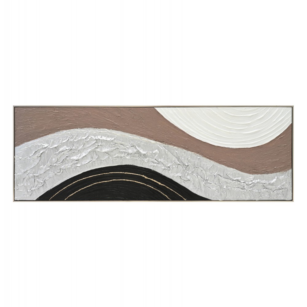 Πίνακας τοίχου χειροποίητος αφηρημένα χρώματα σε καμβά με κορνίζα σε χρώμα μπεζ 152x4.5x52