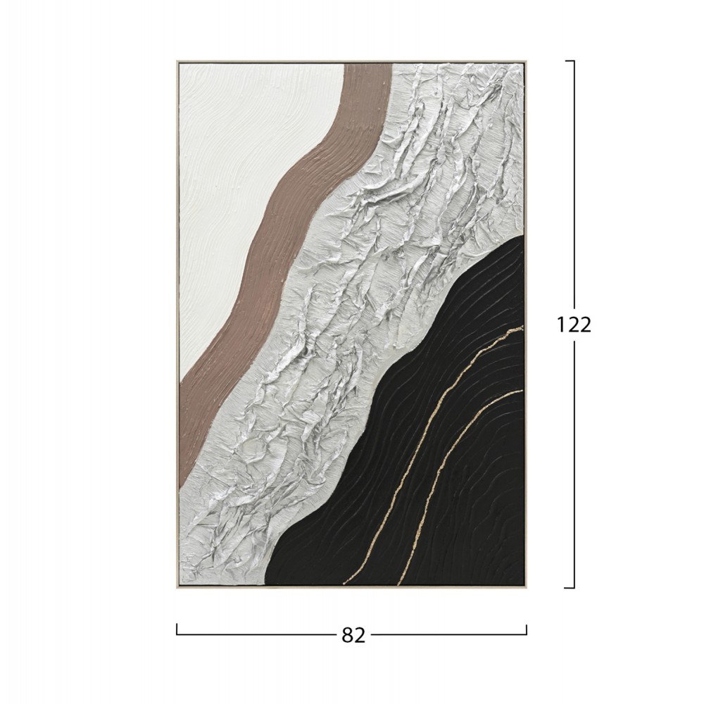 Πίνακας τοίχου χειροποίητος αφηρημένα χρώματα σε καμβά με κορνίζα σε χρώμα μπεζ 82x4.5x122