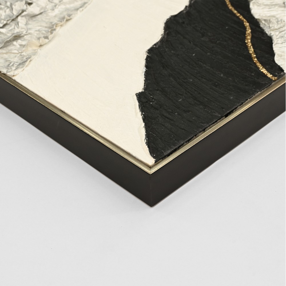 Πίνακας τοίχου χειροποίητος αφηρημένα χρώματα σε καμβά με κορνίζα σε χρώμα μπεζ 82x4.5x122