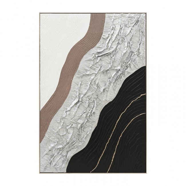 Πίνακας τοίχου χειροποίητος αφηρημένα χρώματα σε καμβά με κορνίζα σε χρώμα μπεζ 82x4.5x122