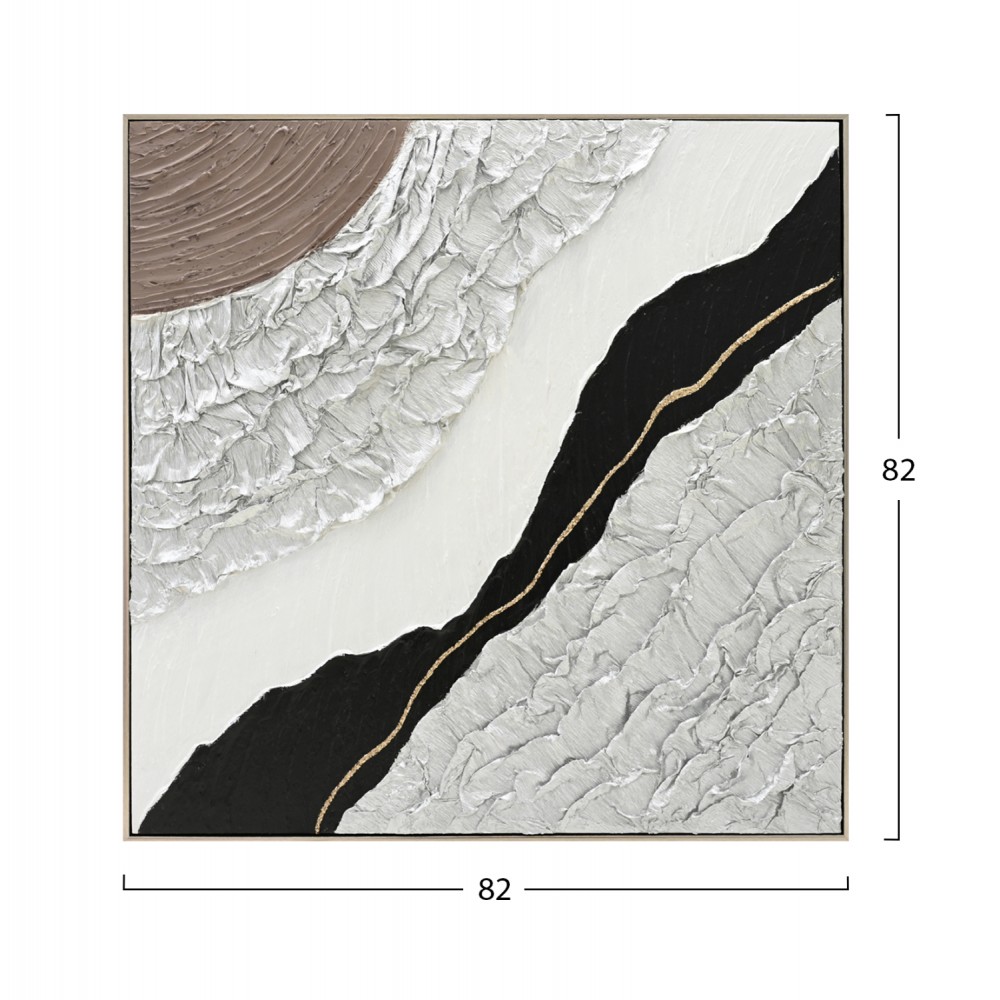 Πίνακας τοίχου τετράγωνος αφηρημένα σχέδια σε καμβά με κορνίζα σε χρώμα μπεζ  82x4.5x82