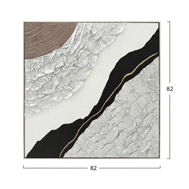 Πίνακας τοίχου τετράγωνος αφηρημένα σχέδια σε καμβά με κορνίζα σε χρώμα μπεζ  82x4.5x82