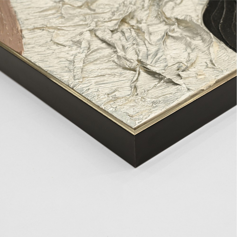 Πίνακας τοίχου τετράγωνος αφηρημένα σχέδια σε καμβά με κορνίζα σε χρώμα μπεζ  82x4.5x82