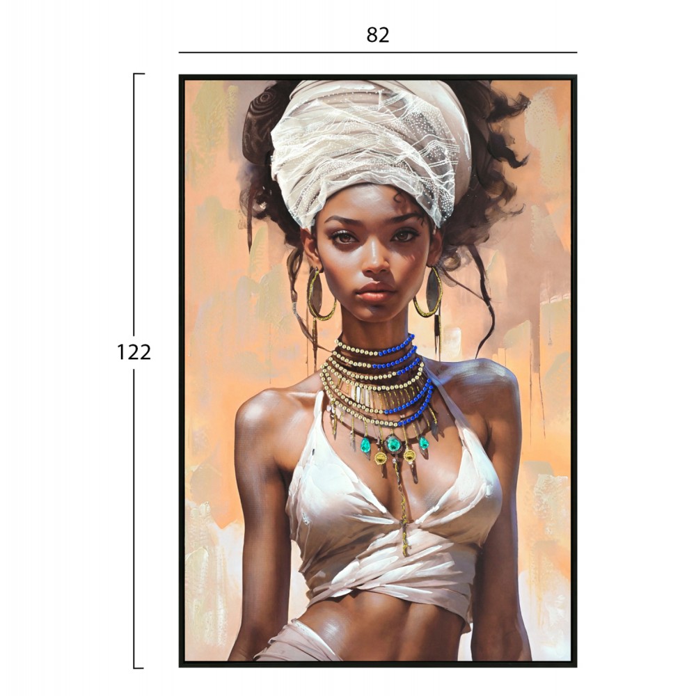 Πίνακας τοίχου γυναικεία φιγούρα σε καμβά με κορνίζα σε χρώμα μαύρο 82x4.5x122