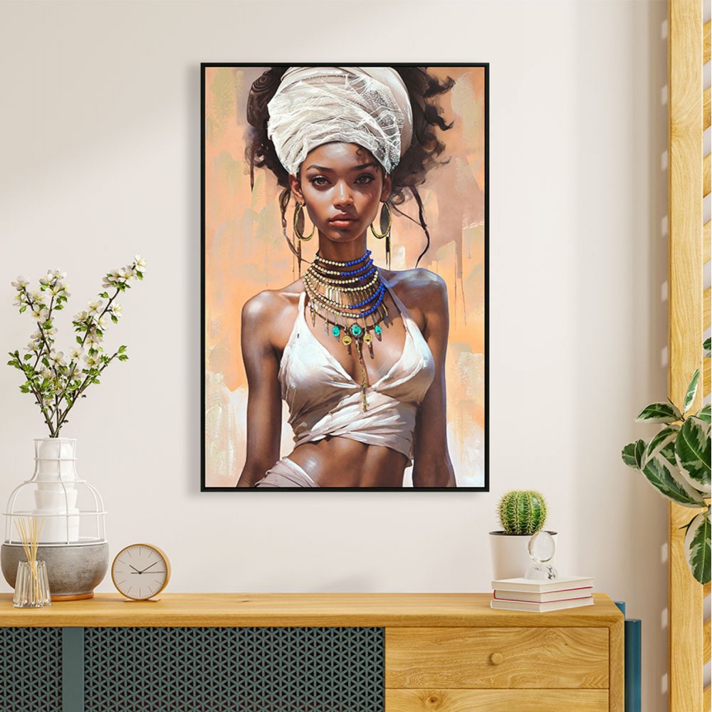 Πίνακας τοίχου γυναικεία φιγούρα σε καμβά με κορνίζα σε χρώμα μαύρο 82x4.5x122