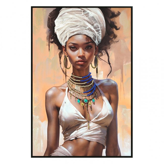 Πίνακας τοίχου γυναικεία φιγούρα σε καμβά με κορνίζα σε χρώμα μαύρο 82x4.5x122