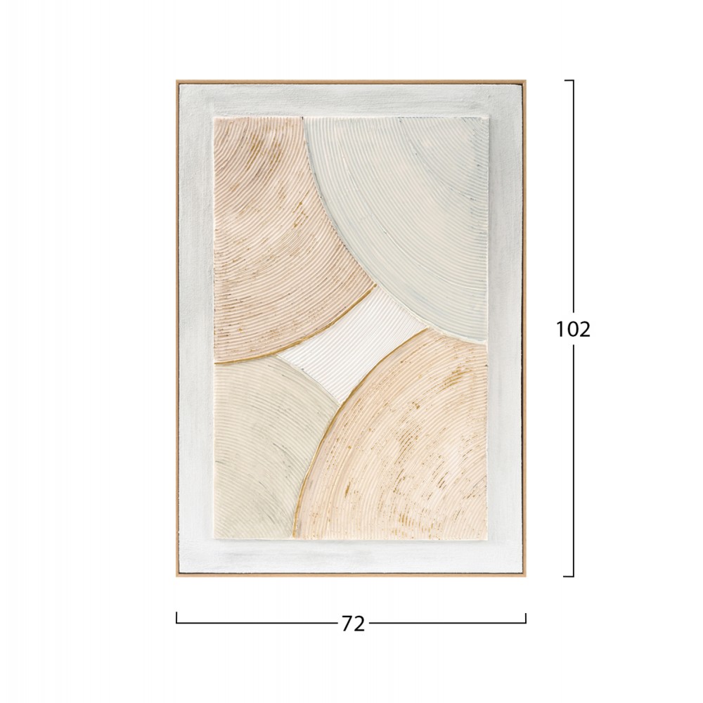 Πίνακας τοίχου 3D χειροποίητες καμπύλες με κορνίζα σε χρώμα μπεζ 72x5Χ102