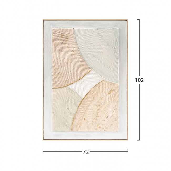 Πίνακας τοίχου 3D χειροποίητες καμπύλες με κορνίζα σε χρώμα μπεζ 72x5Χ102