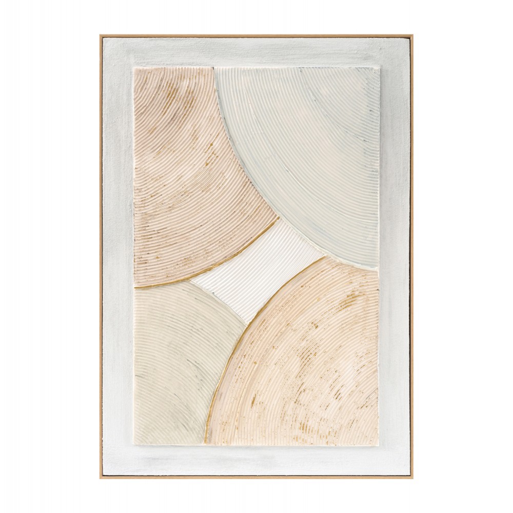 Πίνακας τοίχου 3D χειροποίητες καμπύλες με κορνίζα σε χρώμα μπεζ 72x5Χ102