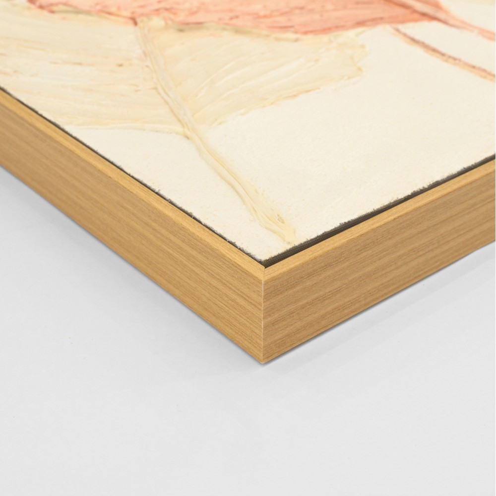 Πίνακας τοίχου πλατιά φύλλα σε καμβά με κορνίζα σε χρώμα μπεζ 72x4.5x102