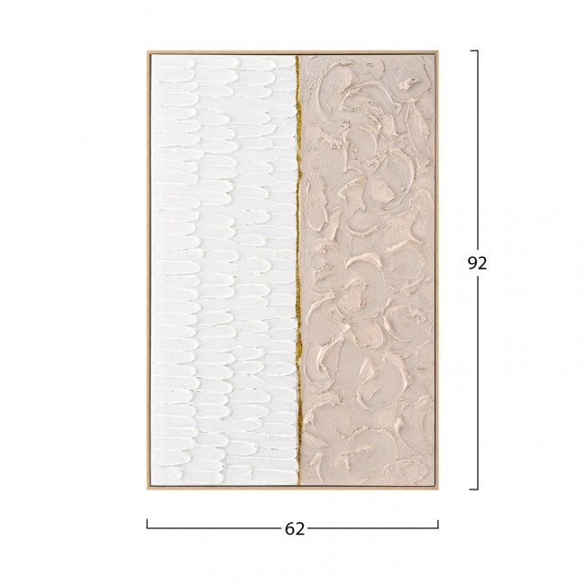 Πίνακας τοίχου σε καμβά με κορνίζα σε χρώμα μπεζ/λευκό 62x4.5x92