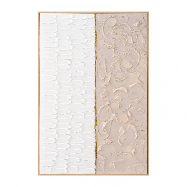 Πίνακας τοίχου σε καμβά με κορνίζα σε χρώμα μπεζ/λευκό 62x4.5x92