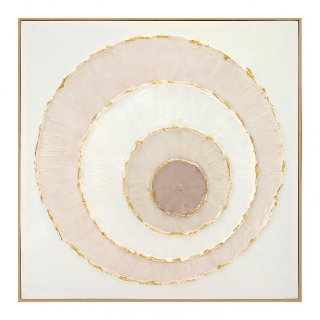 Πίνακας τοίχου κύκλοι σε καμβά με κορνίζα σε χρώμα μπεζ 82x4.5x82