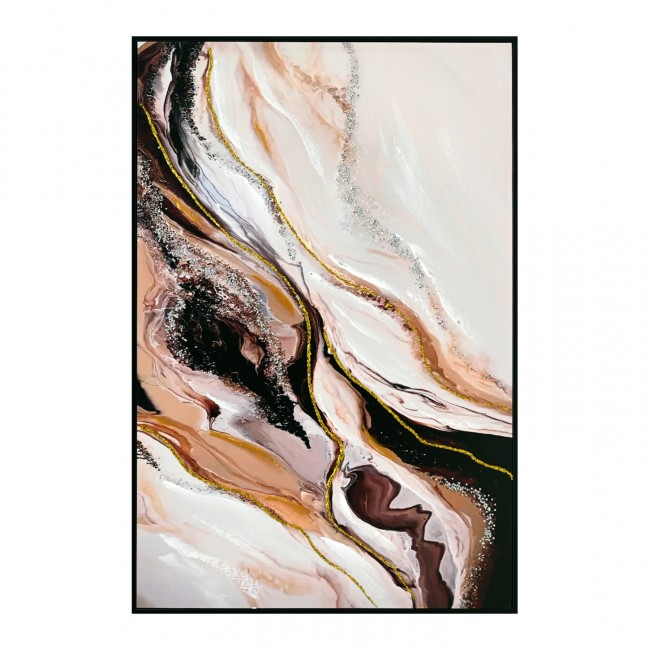 Πίνακας τοίχου αφηρημένα χρώματα σε καμβά με κορνίζα σε χρώμα μαύρο 62x4x92