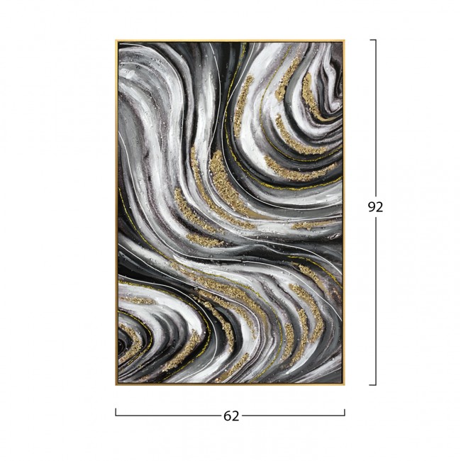 Πίνακας τοίχου αφηρημένα χρώματα σε καμβά με κορνίζα σε χρώμα μπεζ 62x4.5x92