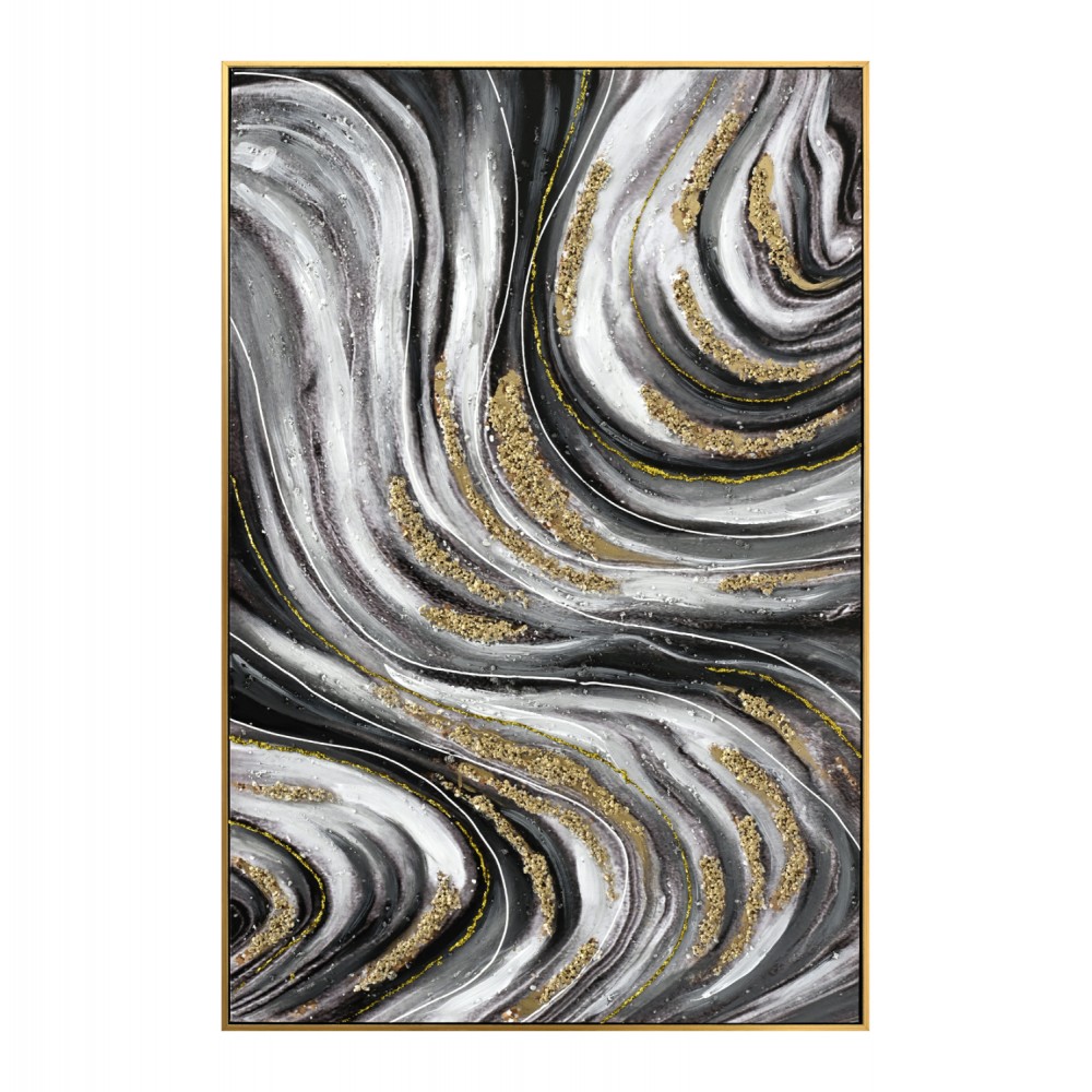 Πίνακας τοίχου αφηρημένα χρώματα σε καμβά με κορνίζα σε χρώμα μπεζ 62x4.5x92