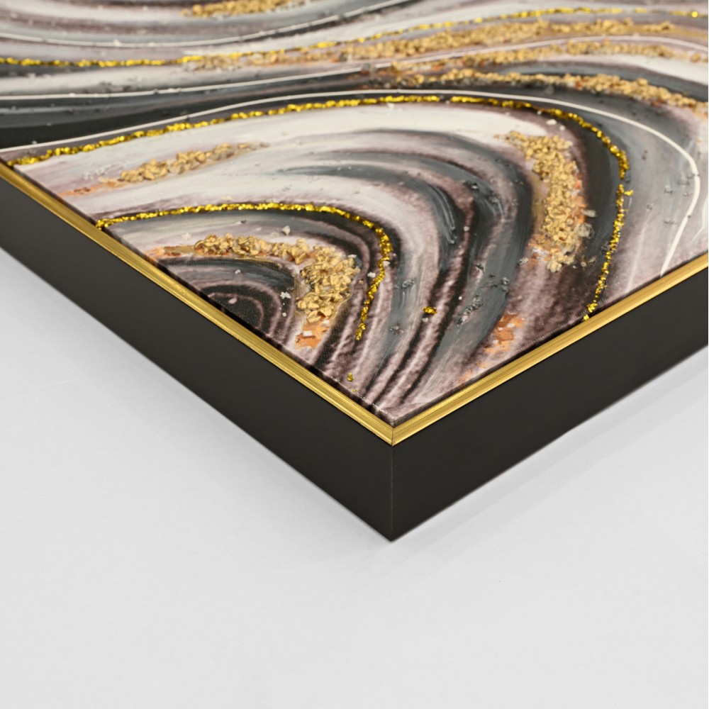 Πίνακας τοίχου αφηρημένα χρώματα σε καμβά με κορνίζα σε χρώμα μπεζ 62x4.5x92