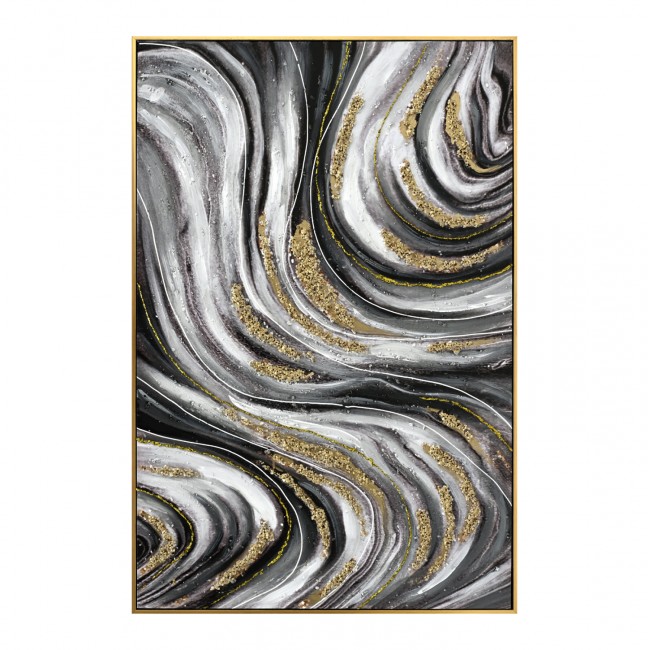 Πίνακας τοίχου αφηρημένα χρώματα σε καμβά με κορνίζα σε χρώμα μπεζ 62x4.5x92